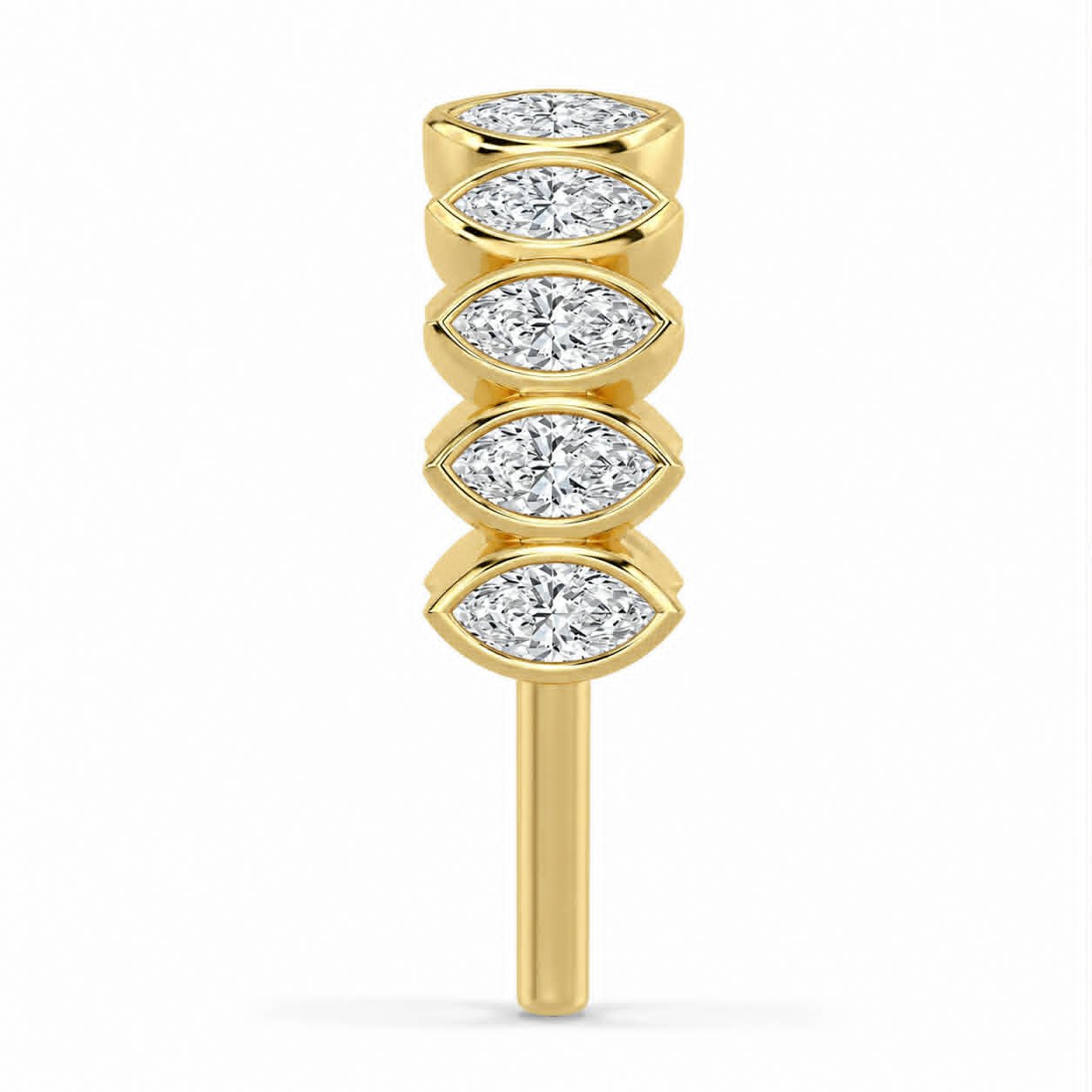 Yellow Gold Marquise Diamond Bezel Half Eternity Band Side View