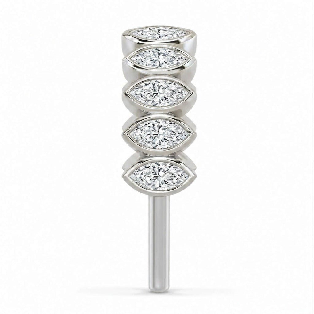 White Gold Marquise Diamond Bezel Half Eternity Band Side View