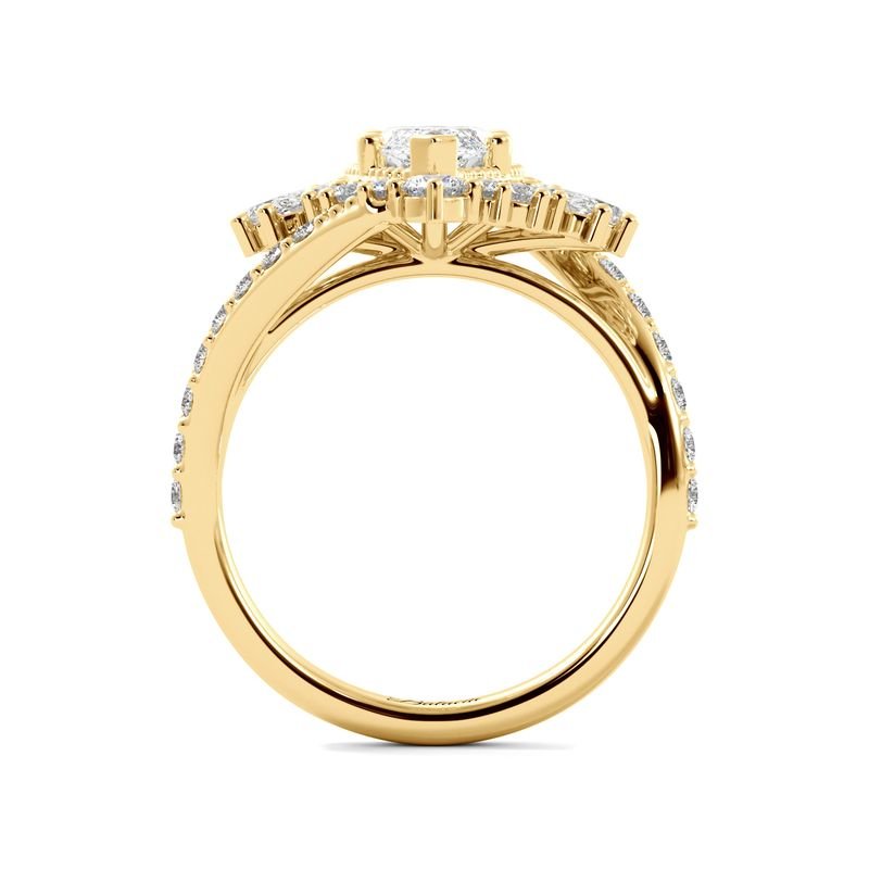 Marquise Diamond Art Deco Halo Pave Band Side View 