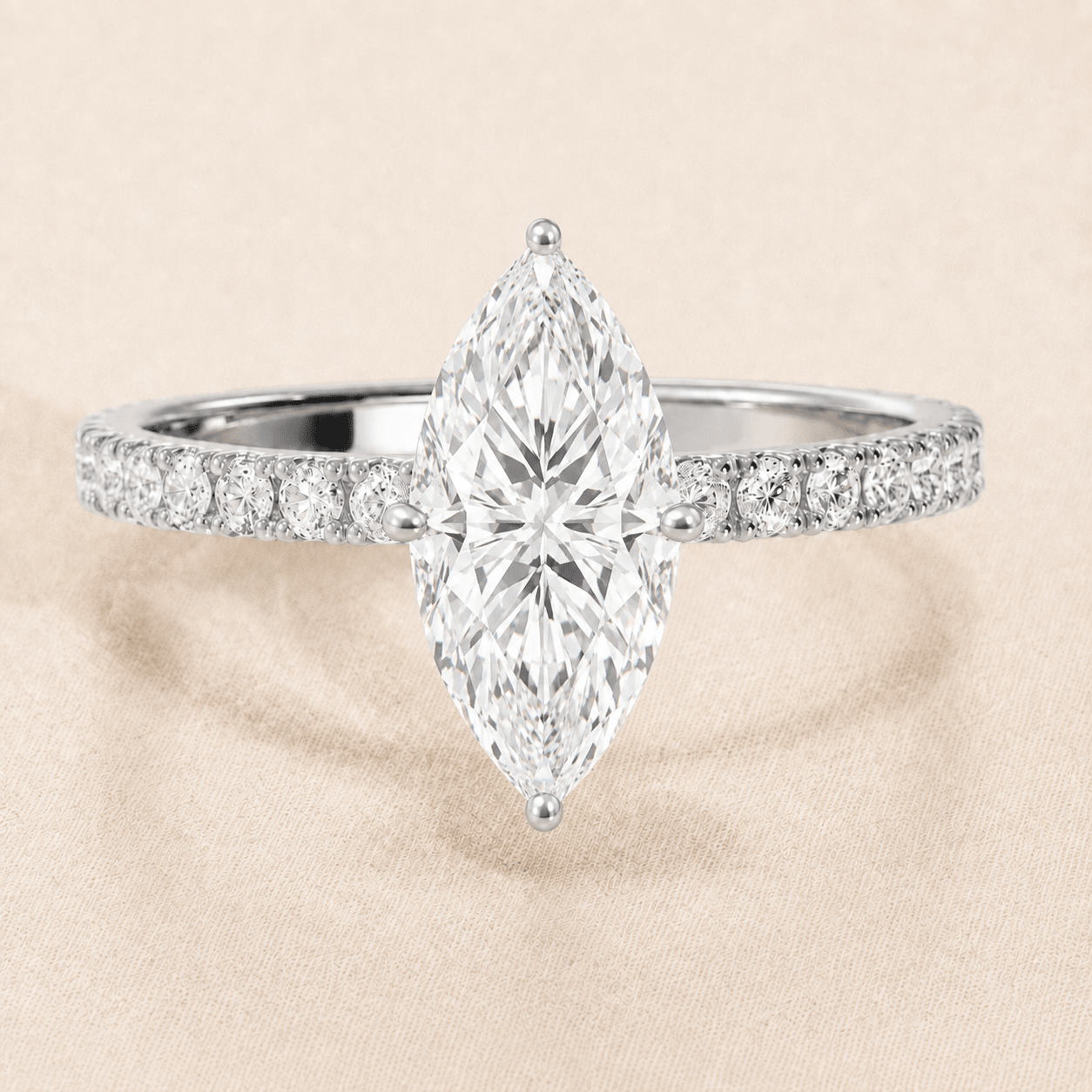 Marquise Diamond Compass Prongs Engagement Ring