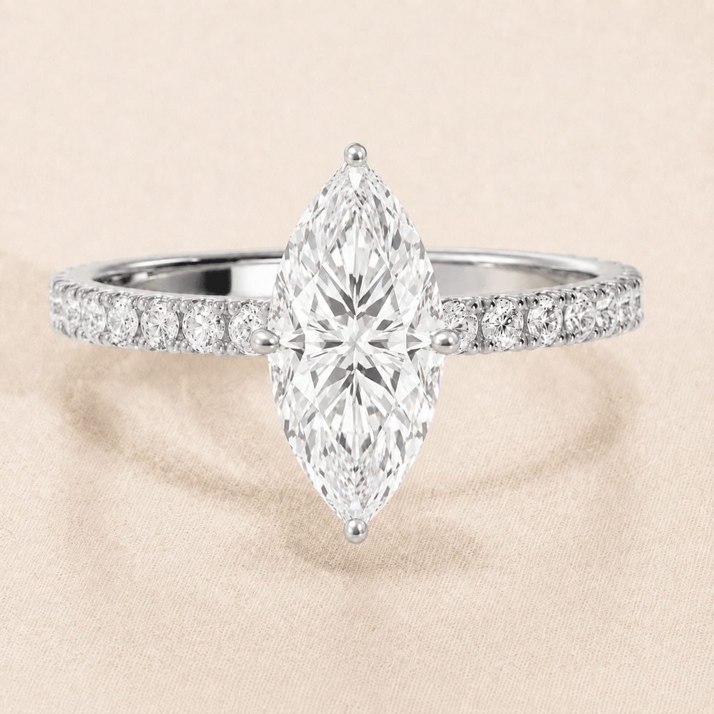Marquise Diamond Compass Prongs Engagement Ring