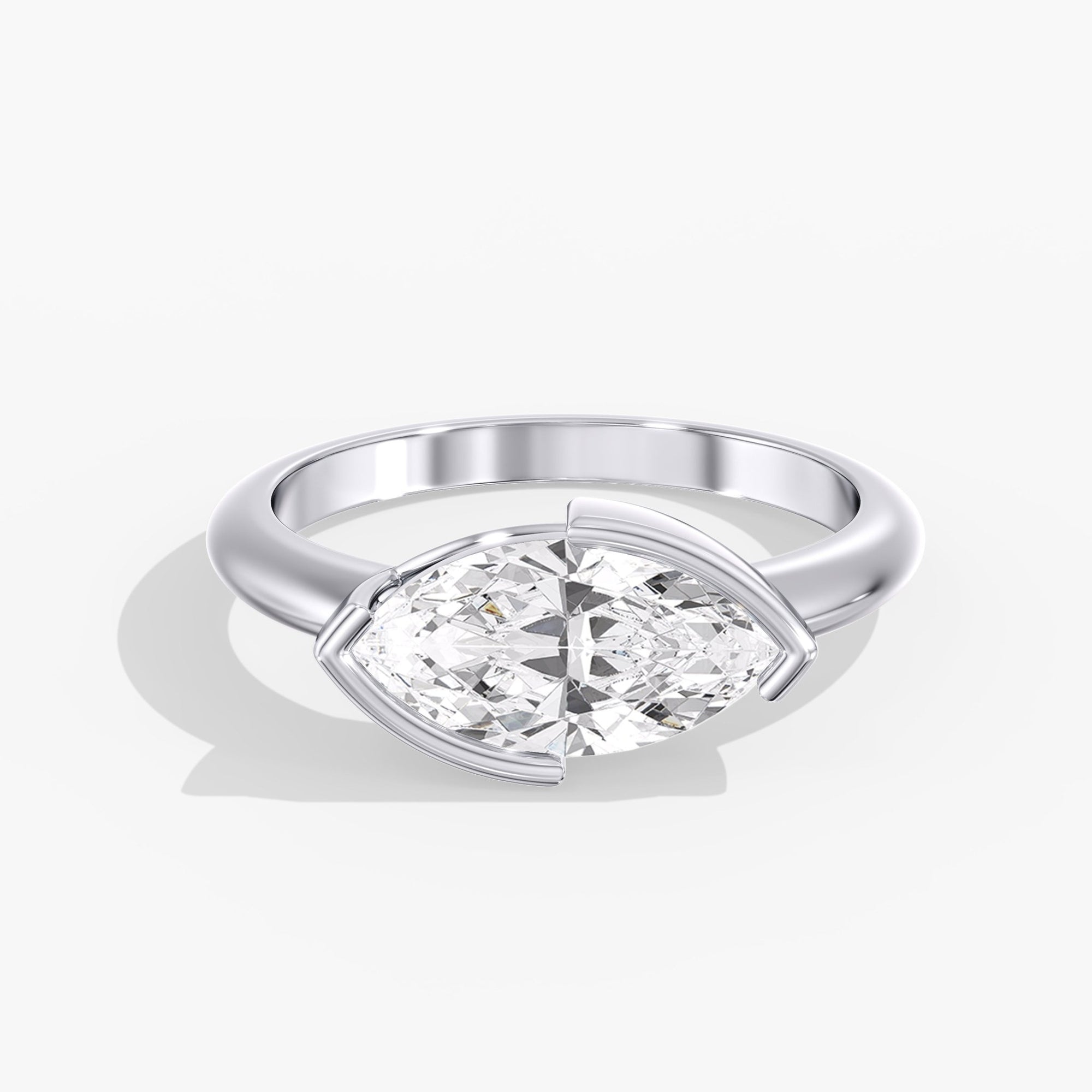 Marquise Diamond Modern Half Bezel Style Top View