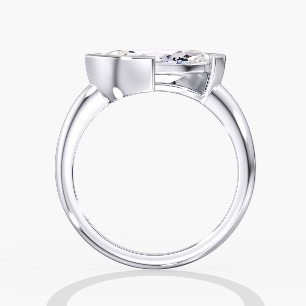 Marquise Diamond Modern Half Bezel Style Side View