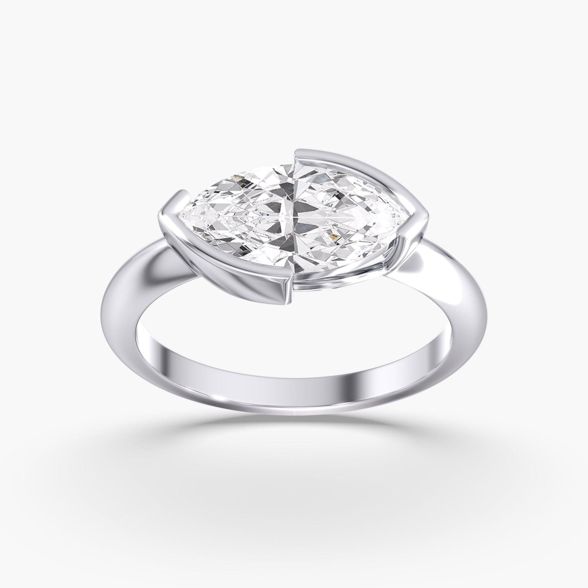 Marquise Diamond Modern Half Bezel Style