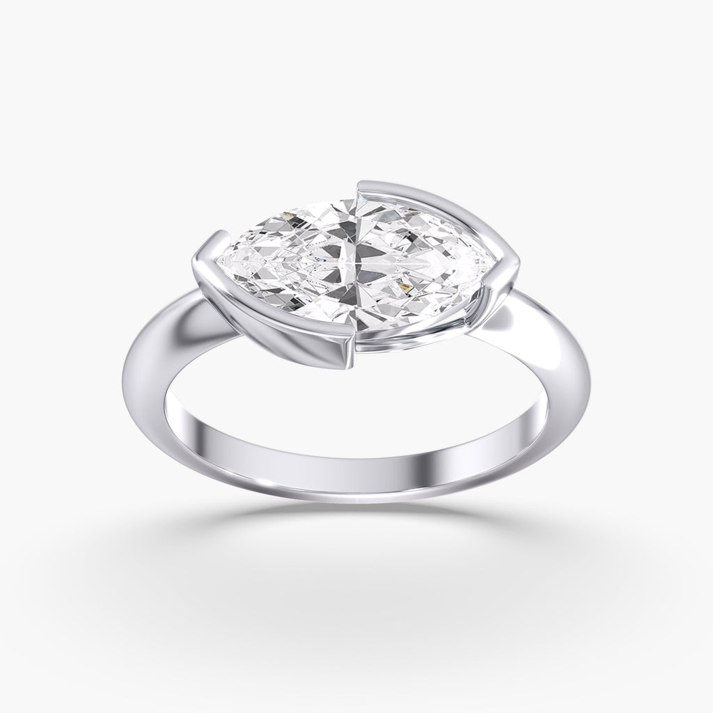 Marquise Diamond Modern Half Bezel Style