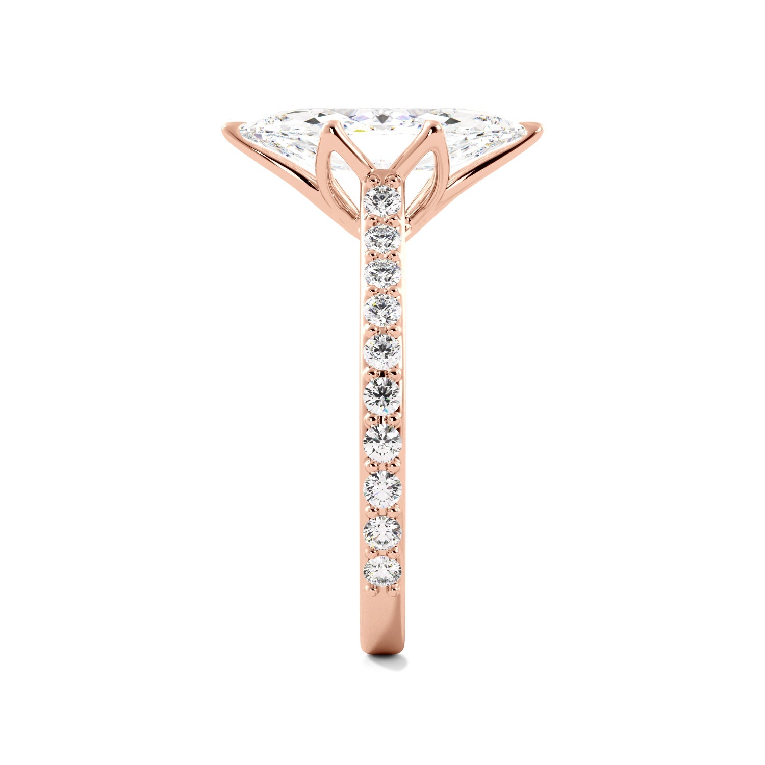 Marquise Diamond Rose Gold Pedal Prongs Engagement Ring 