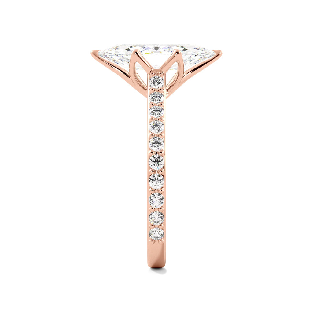 Marquise Diamond Rose Gold Pedal Prongs Engagement Ring 