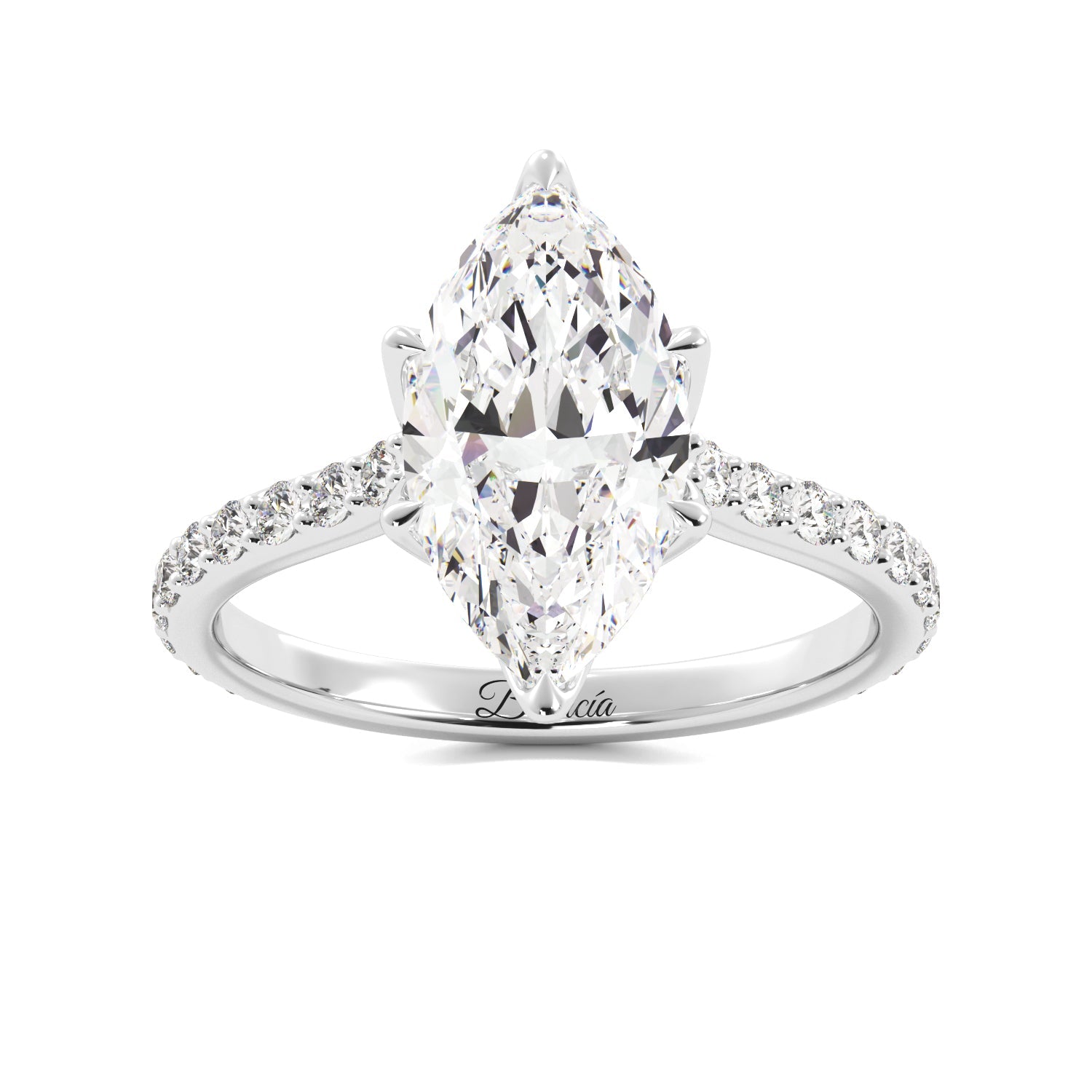 Marquise Diamond Pedal Prongs Engagement Ring 