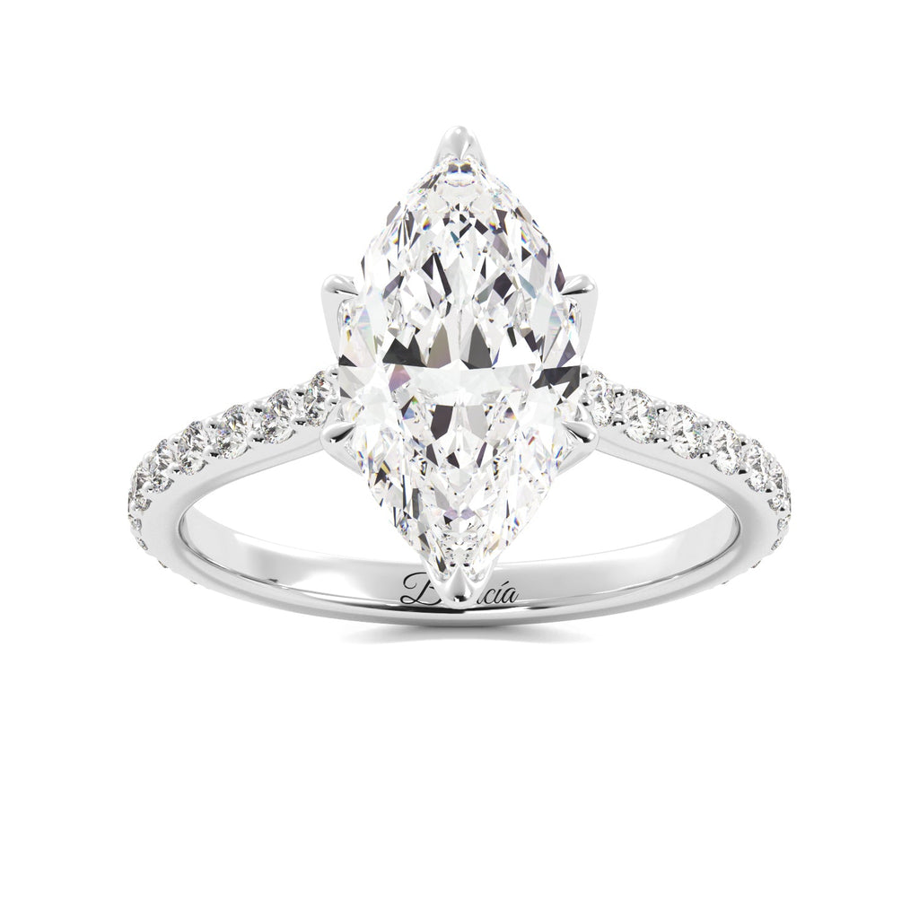 Marquise Diamond Pedal Prongs Engagement Ring 
