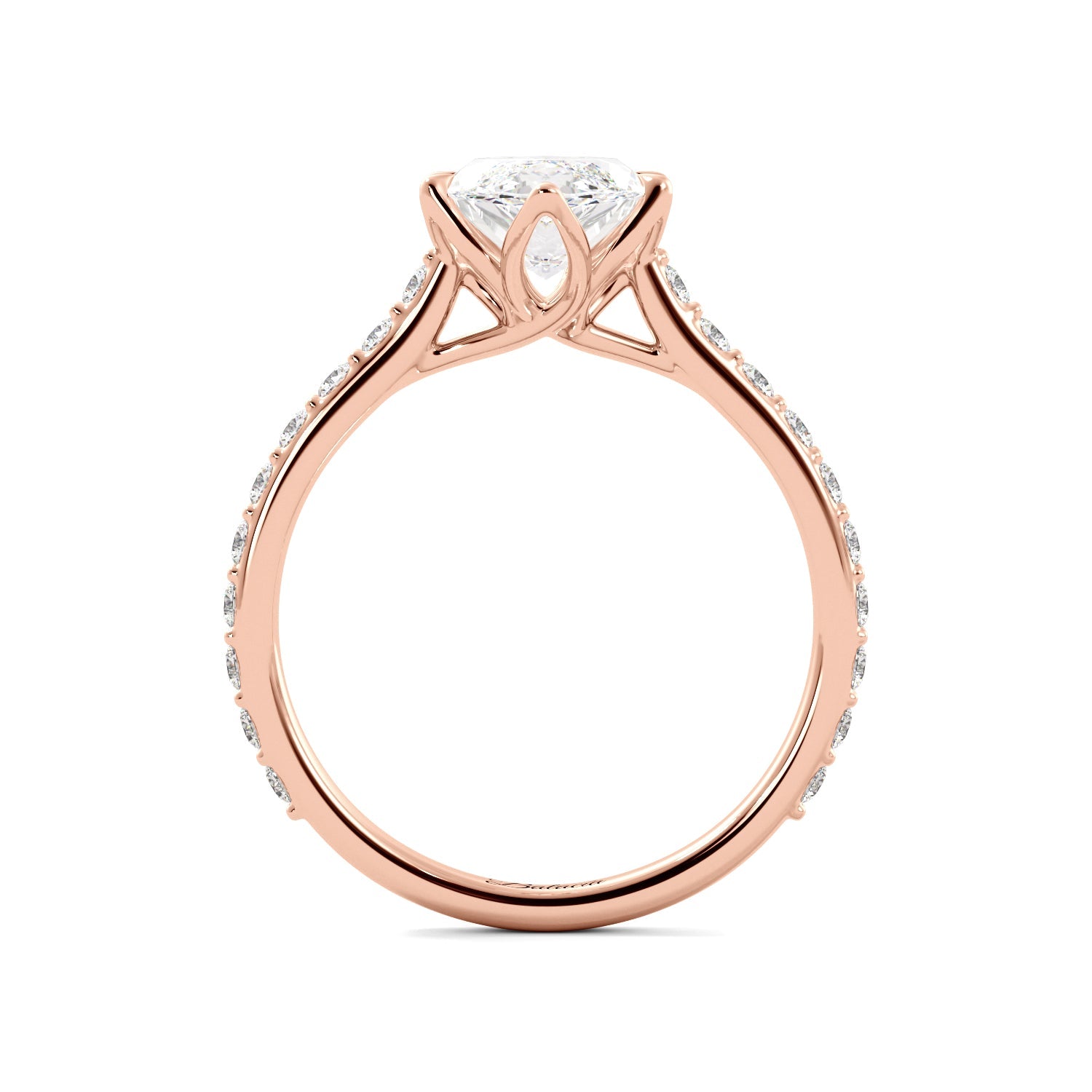 Marquise Diamond Pedal Prongs Rose Gold Engagement Ring 