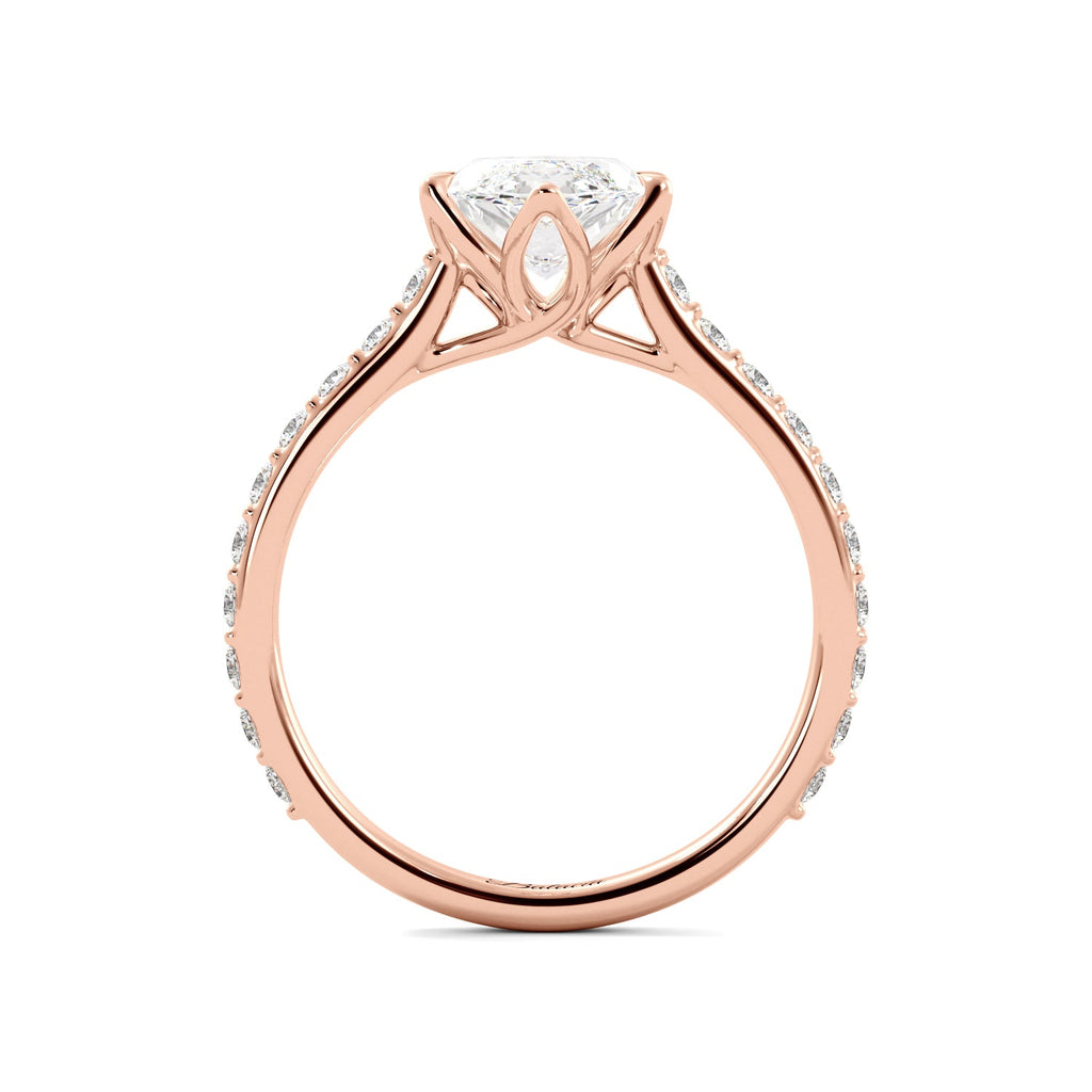 Marquise Diamond Pedal Prongs Rose Gold Engagement Ring 