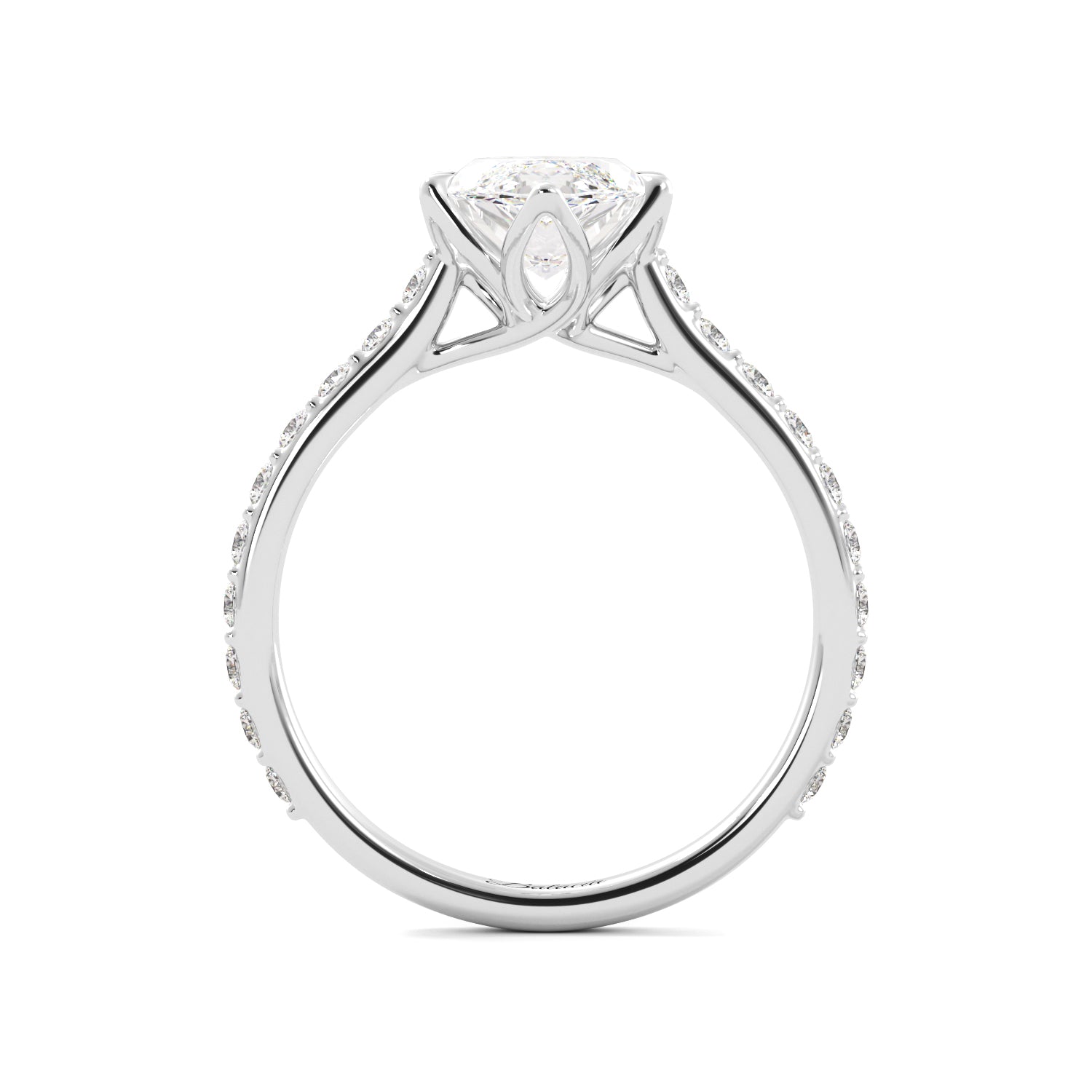 Marquise Diamond Pedal Prongs Engagement Ring Side View
