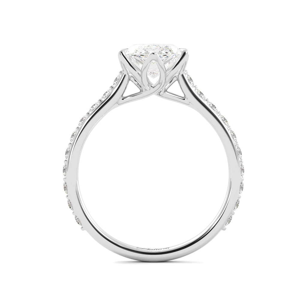 Marquise Diamond Pedal Prongs Engagement Ring Side View
