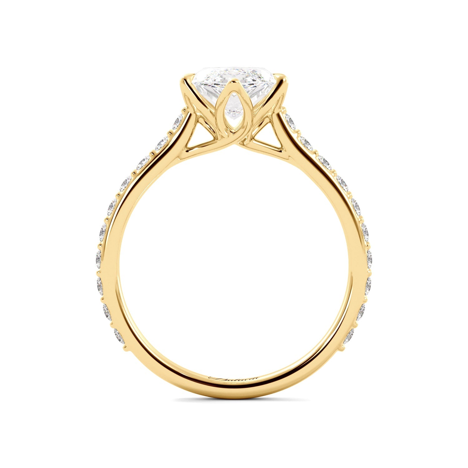 Marquise Diamond Pedal Prongs Gold Engagement Ring 