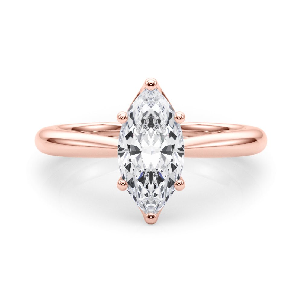 Marquise Diamond Solitaire Engagement Ring Rose Gold Front