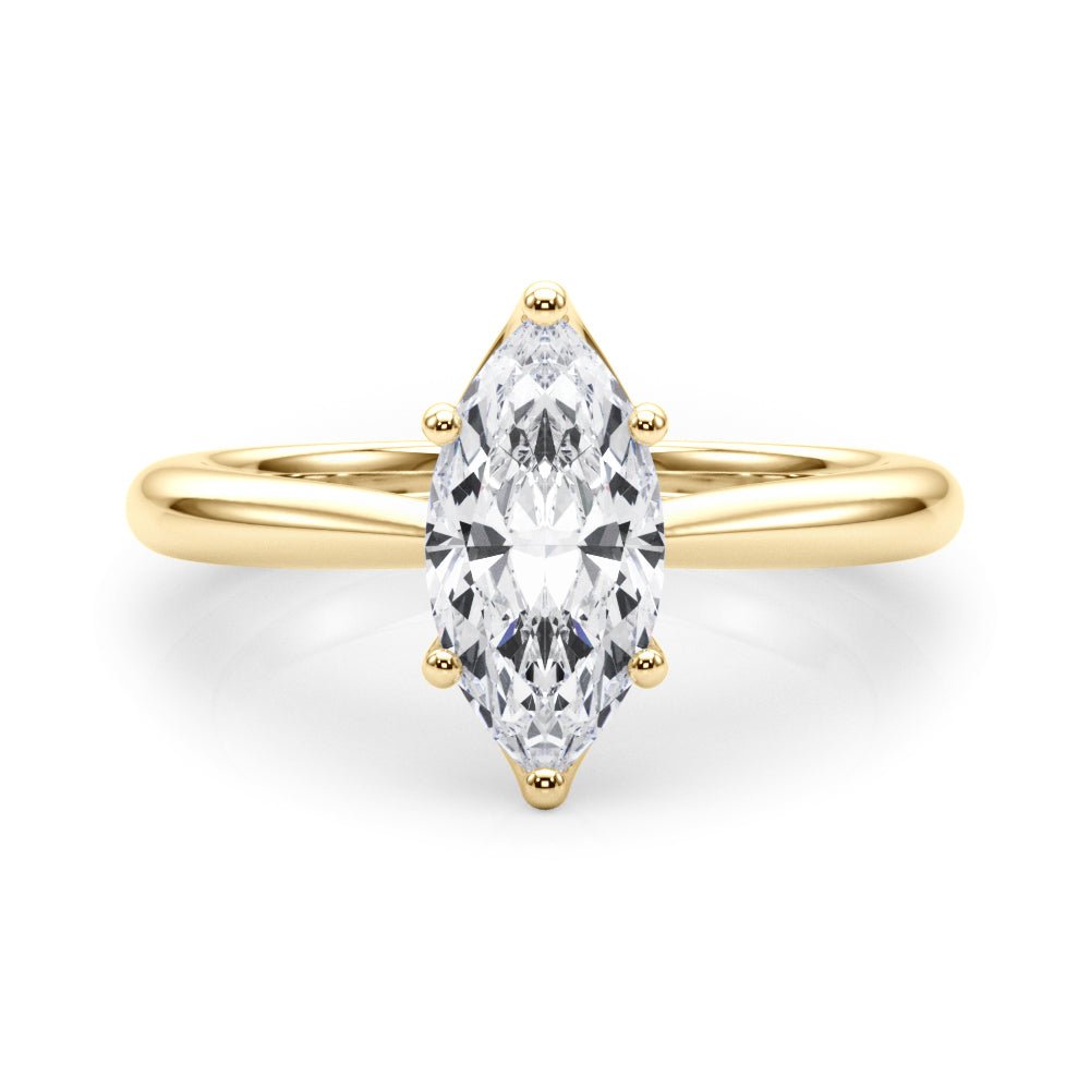 Marquise Diamond Solitaire Engagement Ring Yellow Gold Front
