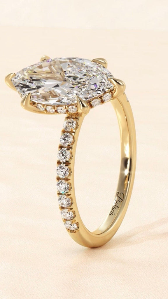 Marquise Hidden Halo Engagement Ring - Balacia