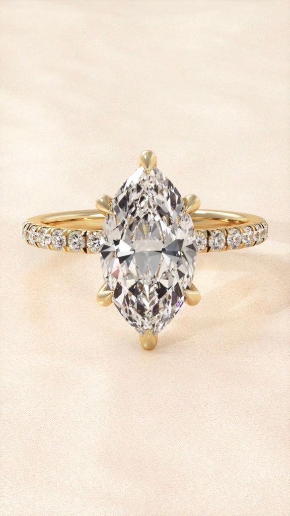 Marquise Hidden Halo Engagement Ring - Balacia