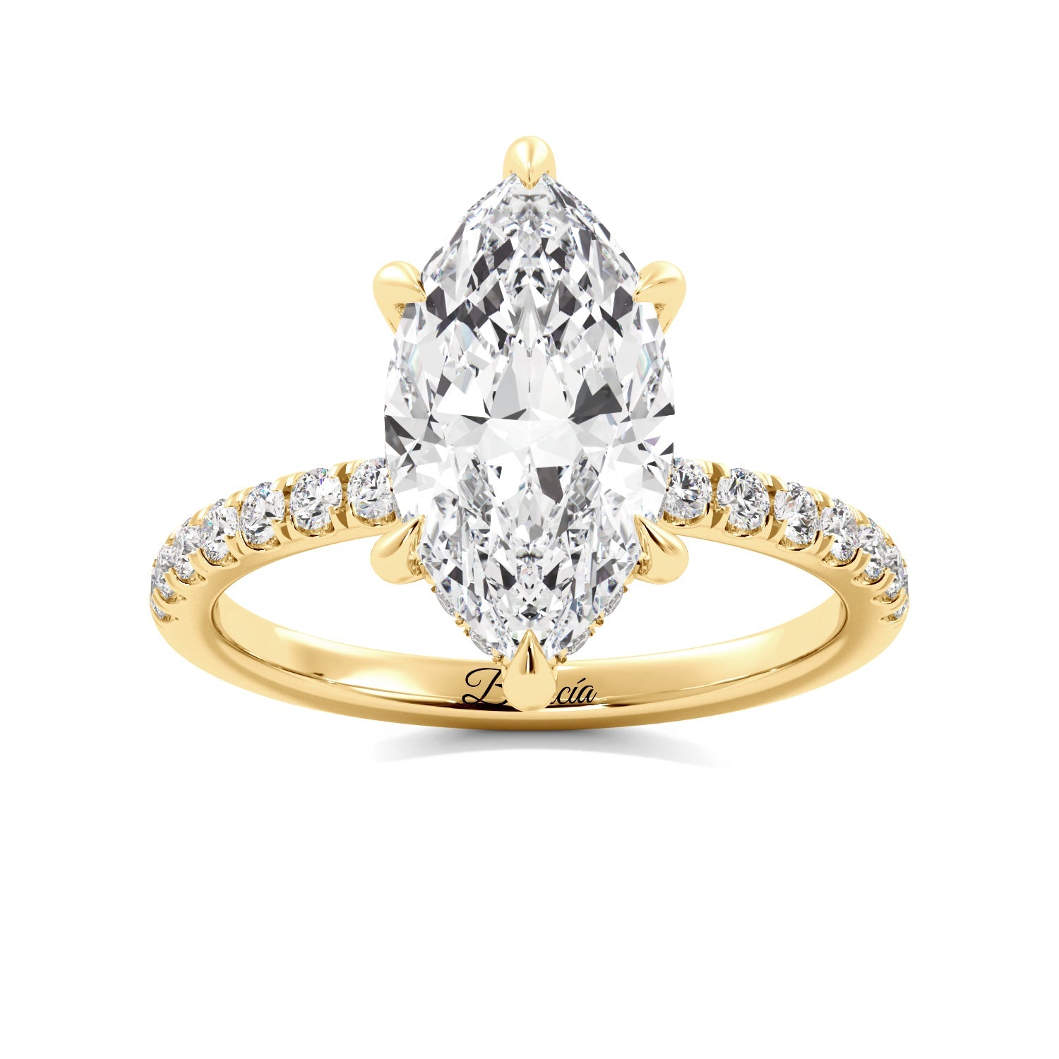 Marquise Hidden Halo Engagement Ring gold