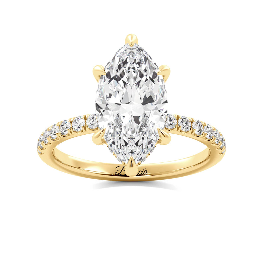 Marquise Hidden Halo Engagement Ring gold