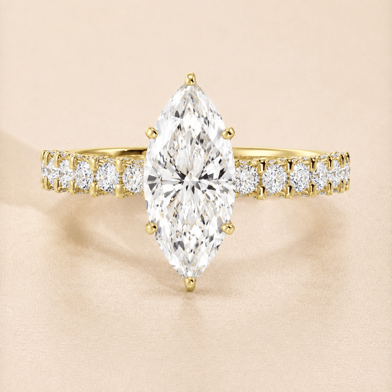 3 Carat Marquise Iced Out Diamond Engagement Ring gold