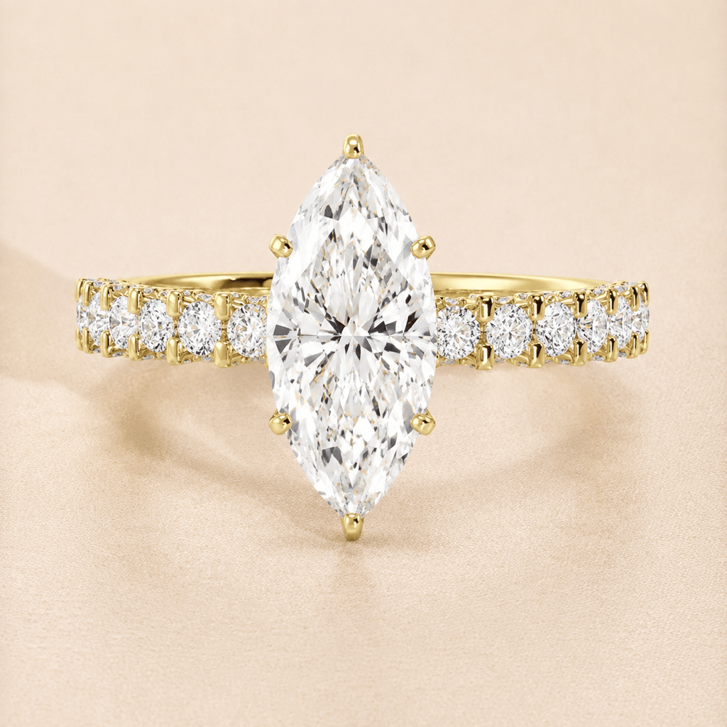 3 Carat Marquise Iced Out Diamond Engagement Ring gold