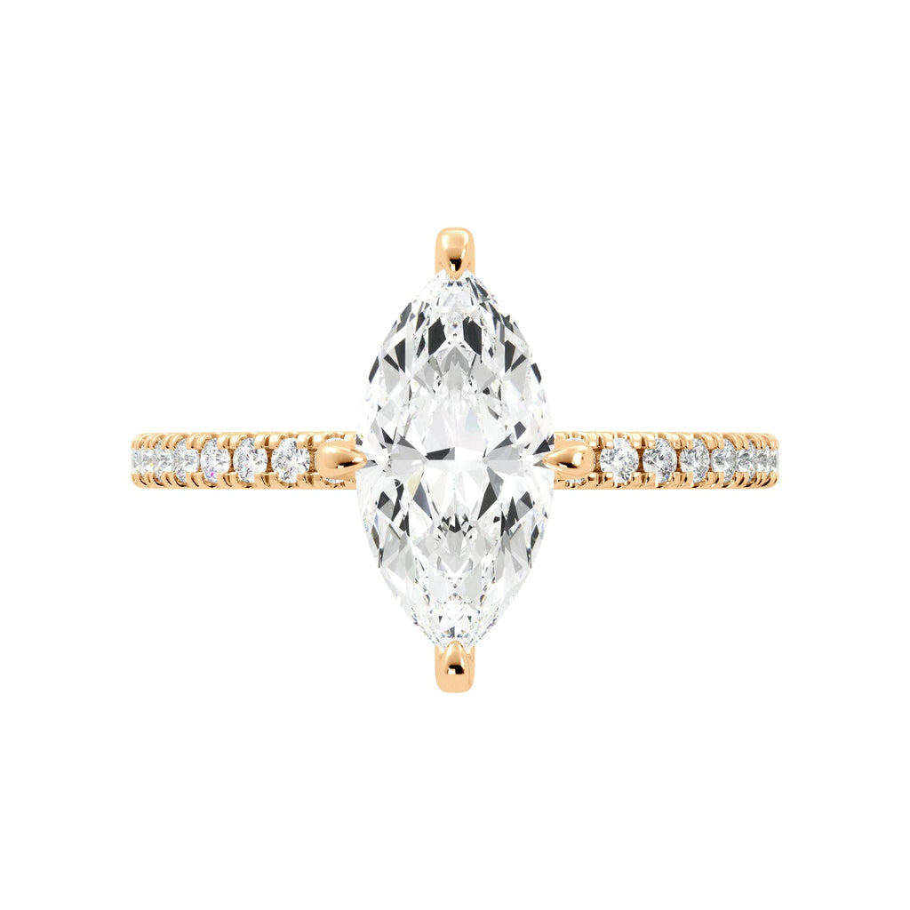 Marquise Pave Moissanite Engagement Ring - Balacia