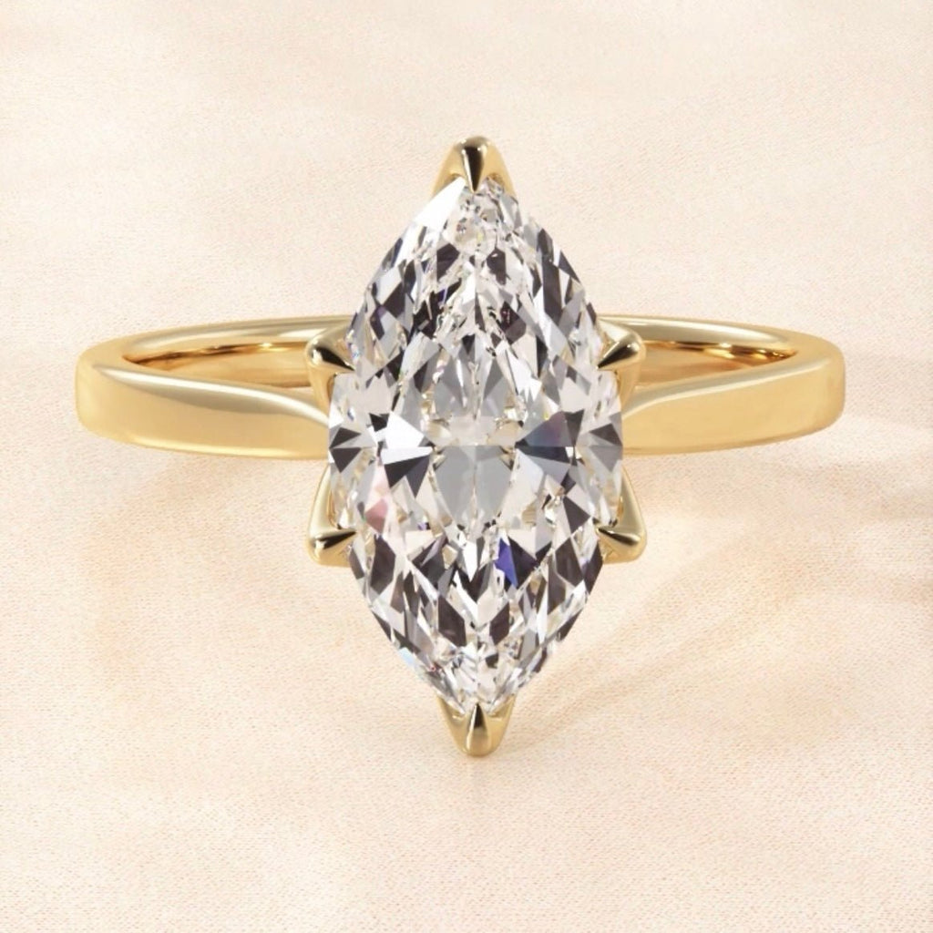 Marquise Petal Prongs Moissanite Solitaire Engagement Ring - Balacia