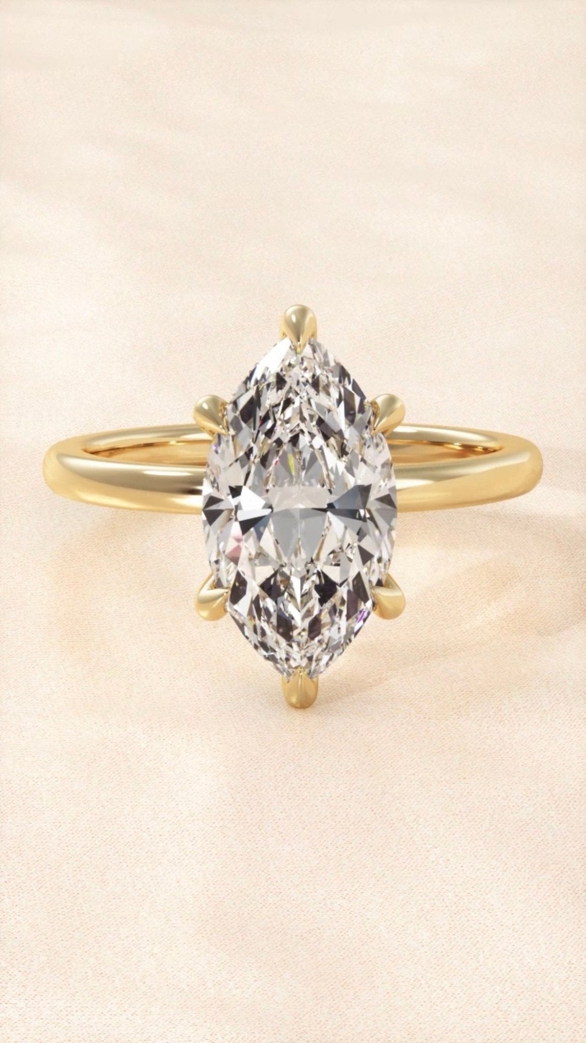 Marquise Solitaire Hidden Halo Engagement Ring - Balacia