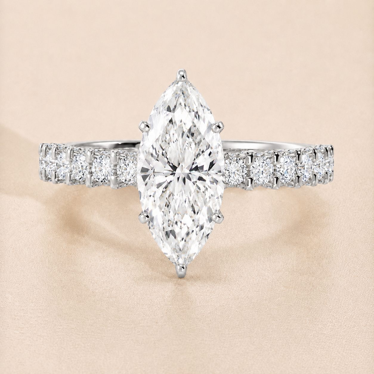 marquise engagement ring thick band side diamonds