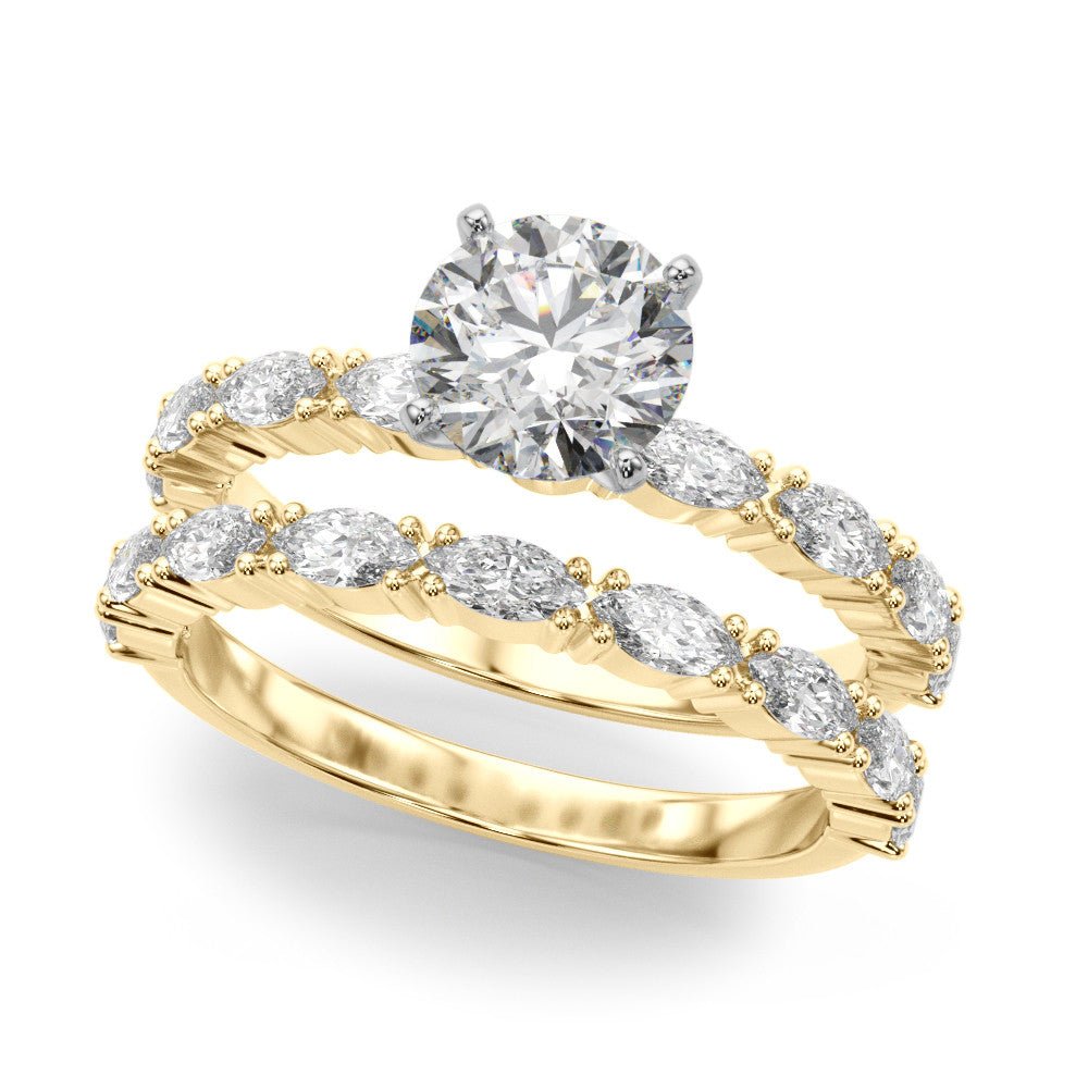 Maya Round Diamond with Marquise Sides Engagement Ring - Balacia