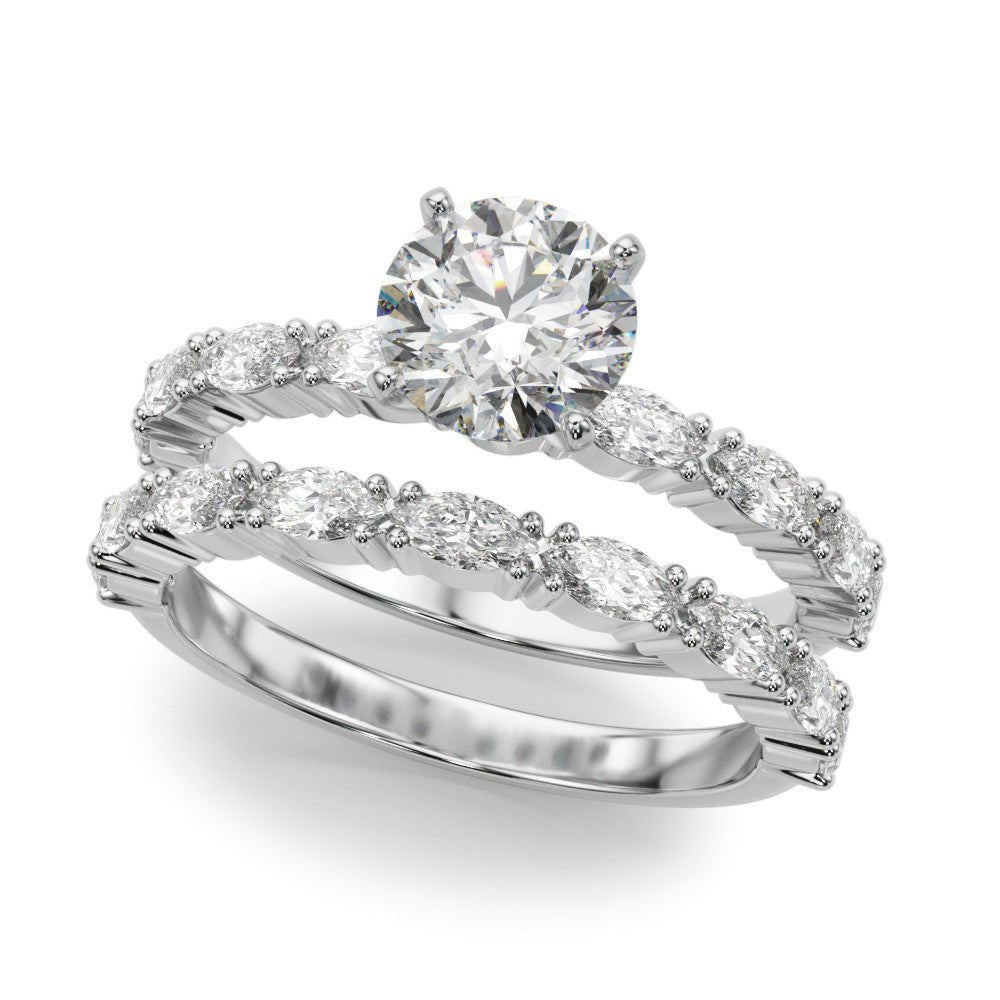 Maya Round Diamond with Marquise Sides Engagement Ring - Balacia