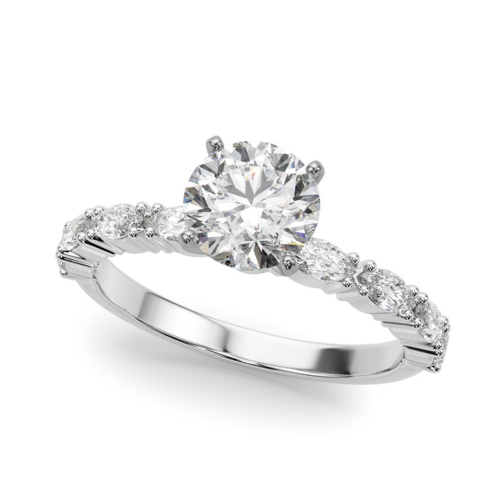 Maya Round Diamond with Marquise Sides Engagement Ring - Balacia