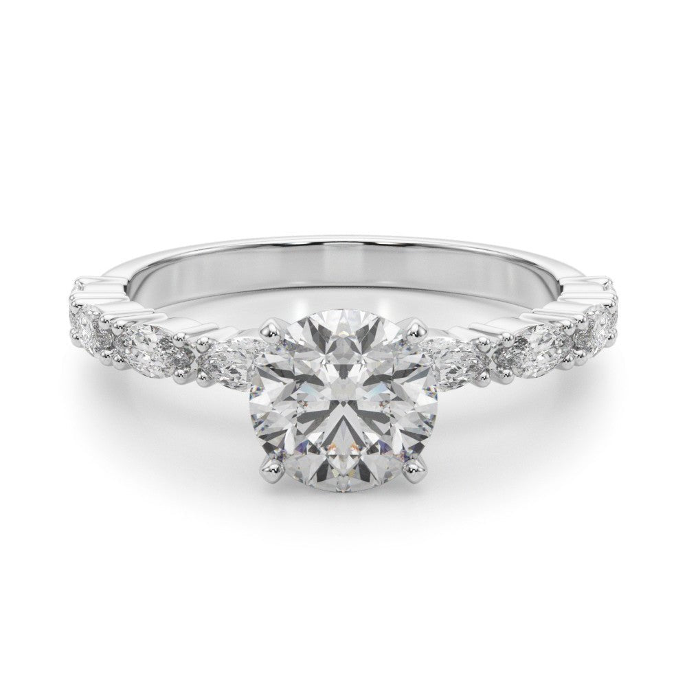 Maya Round Diamond with Marquise Sides Engagement Ring - Balacia