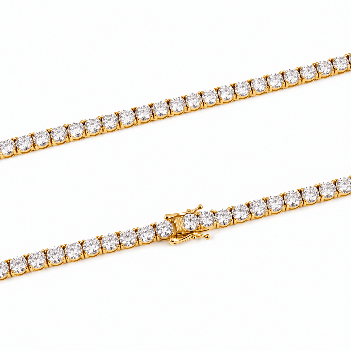 gold lab diamond tennis necklace mens