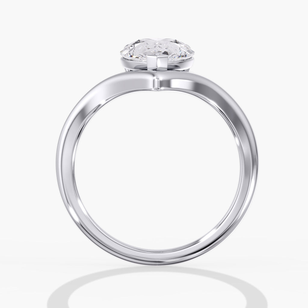 Modern Arc Pear Ring Side View