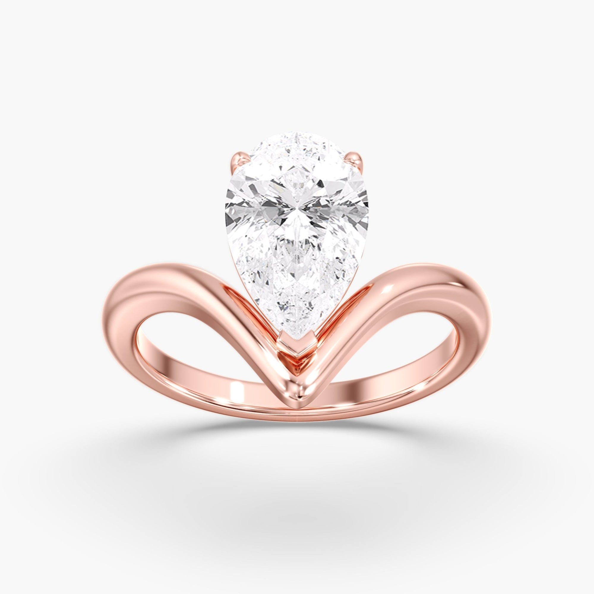 Rose Gold Modern Arc Pear Ring