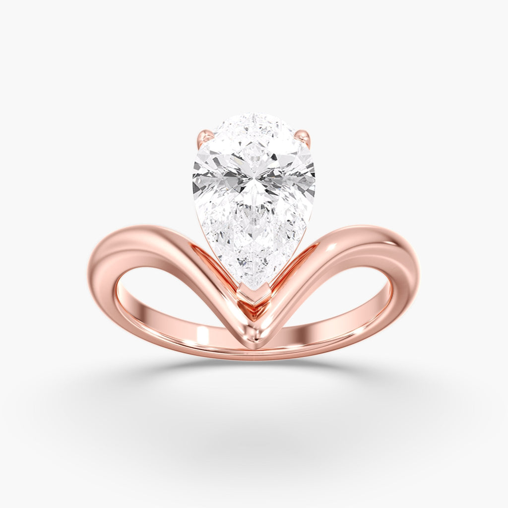 Rose Gold Modern Arc Pear Ring