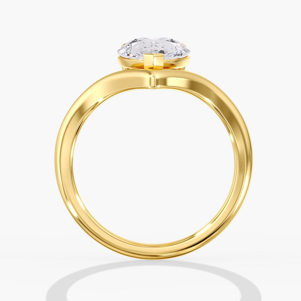 Yellow Gold Modern Arc Pear Ring Side View 