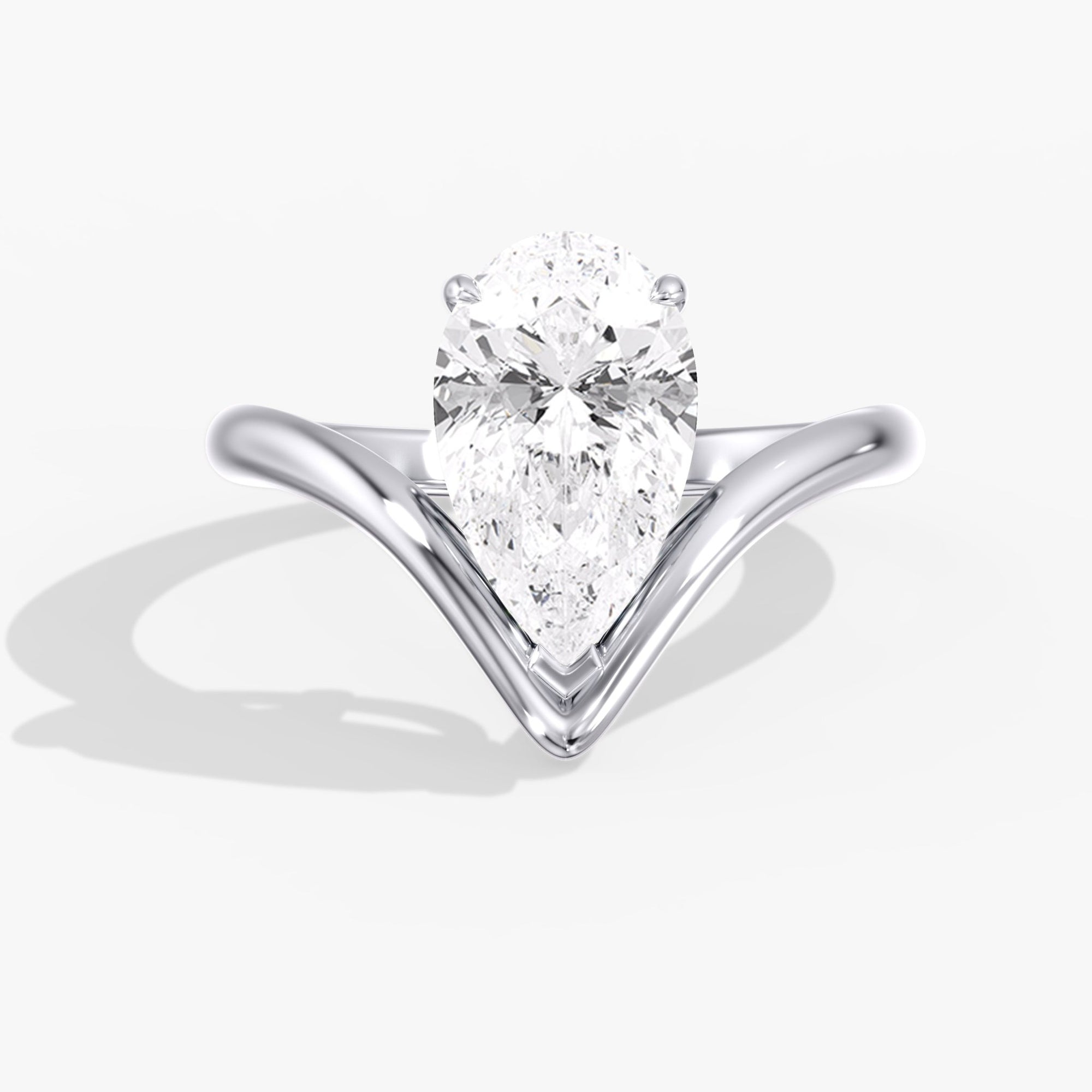 Modern Arc Pear Ring Front View 