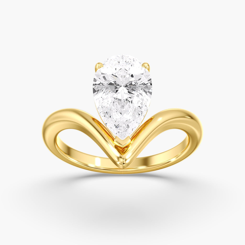 Yellow Gold Modern Arc Pear Ring