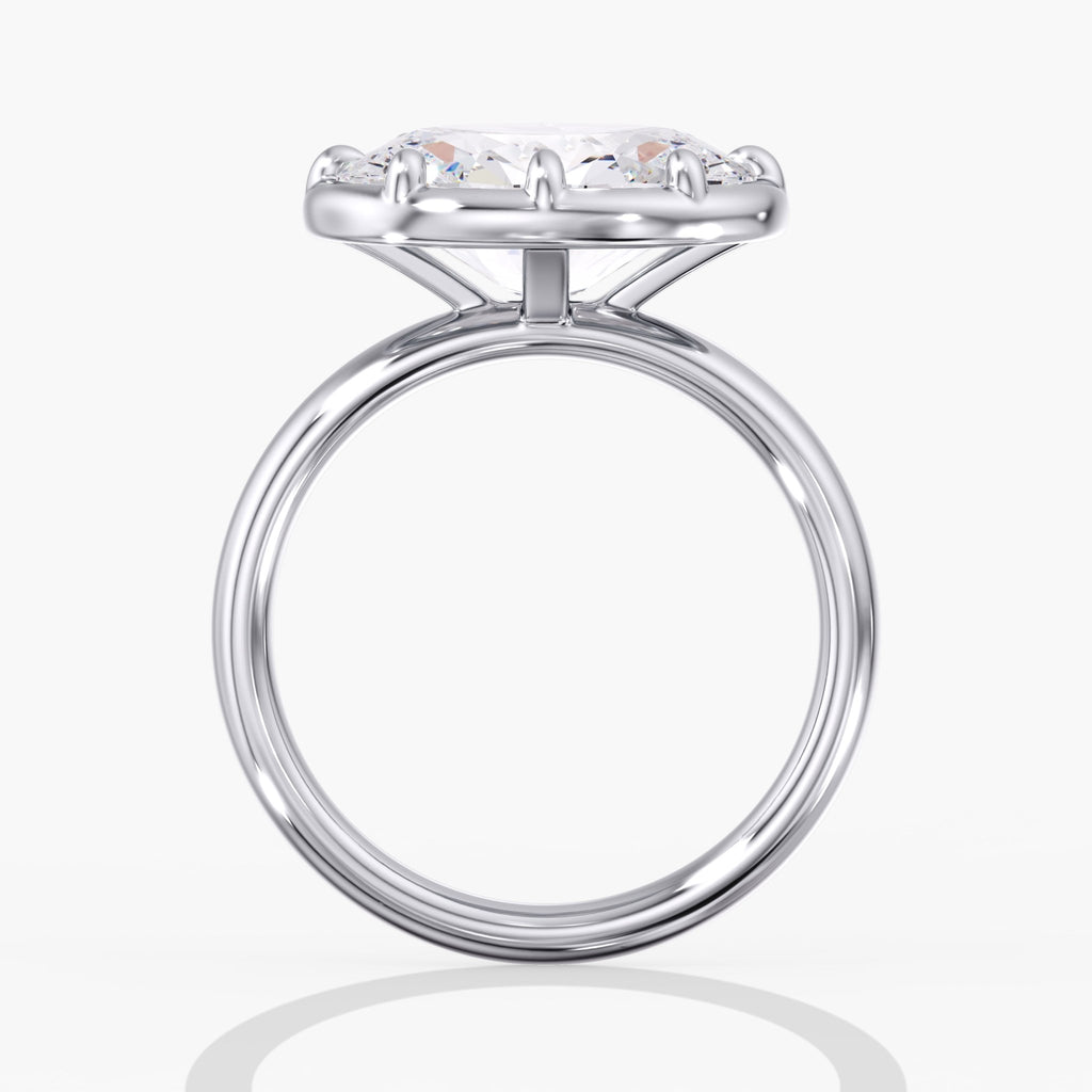 Modern East West Oval Diamond Bezel Ring Side View
