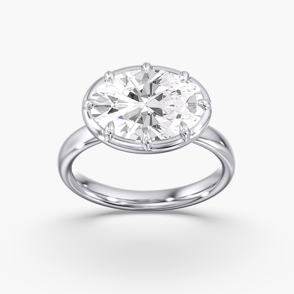 Modern East West Oval Diamond Bezel Ring