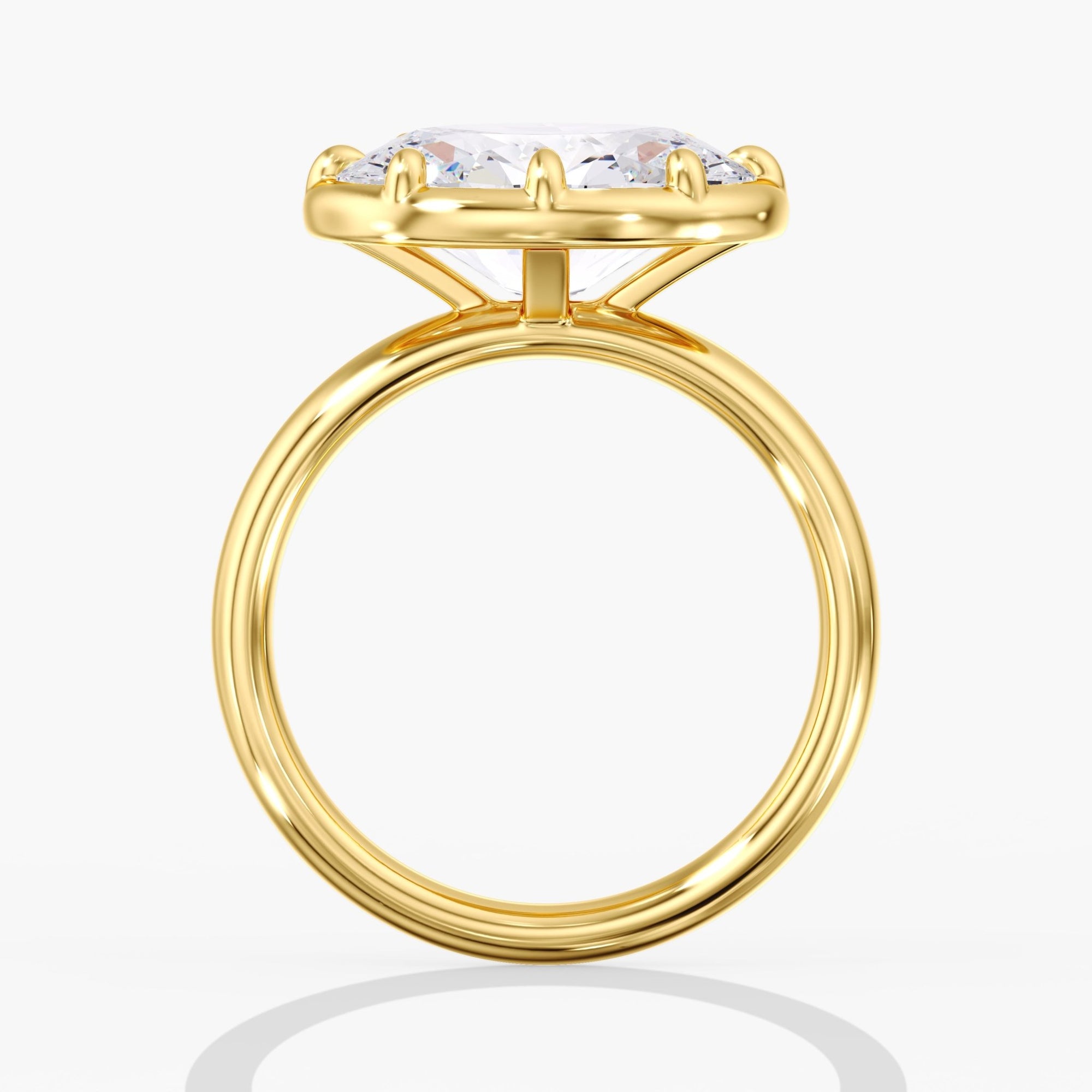 Yellow Gold Modern East West Oval Diamond Bezel Ring Side View