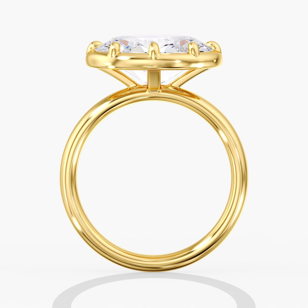 Yellow Gold Modern East West Oval Diamond Bezel Ring Side View