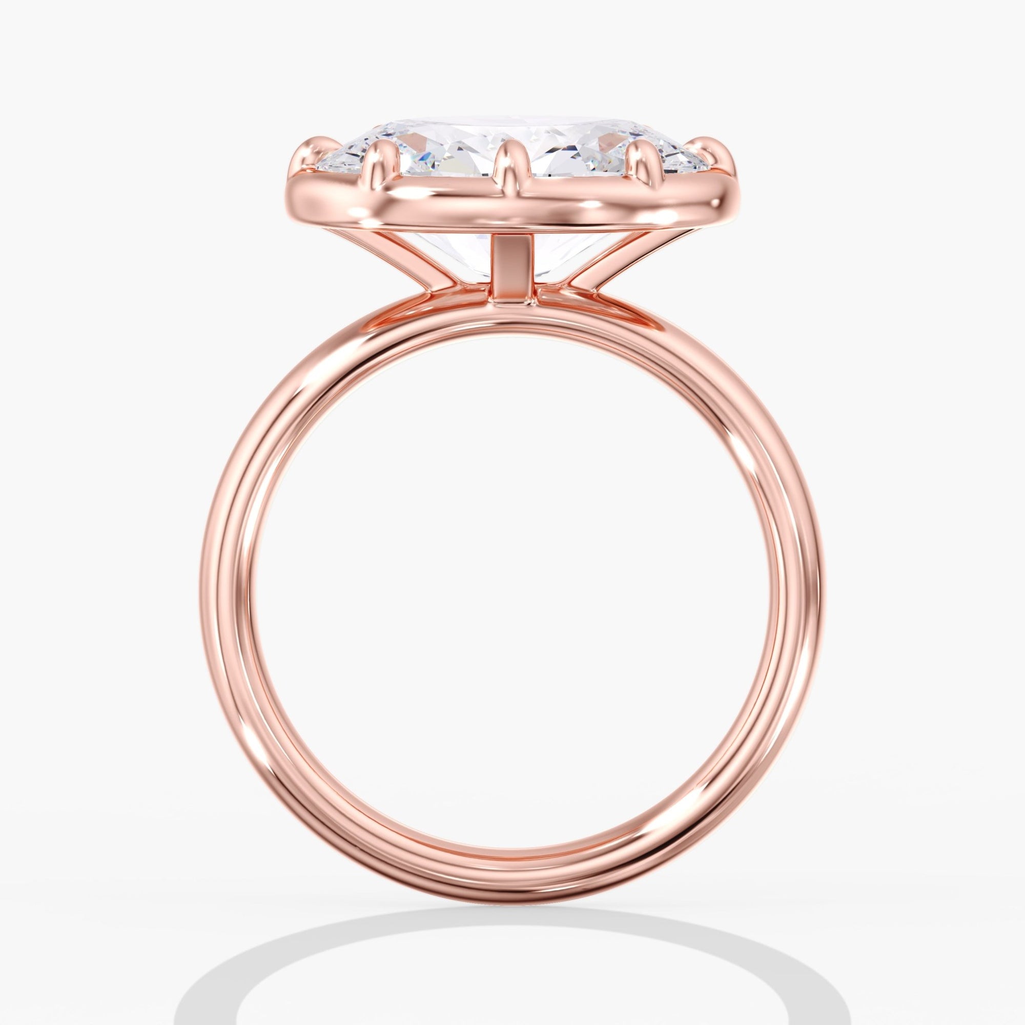 Rose Gold Modern East West Oval Diamond Bezel Ring Side View