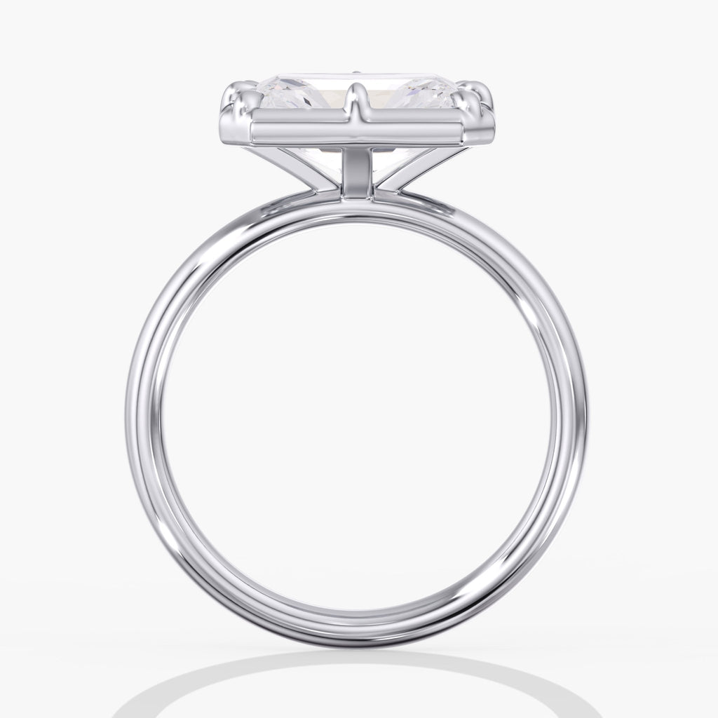 Modern East West Radiant Diamond Bezel Ring Side View
