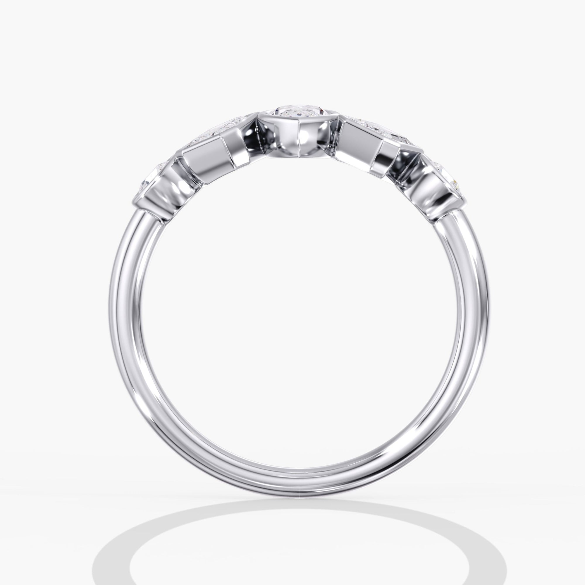 Modern Five Stone Multi Shape Diamond Ring Side View