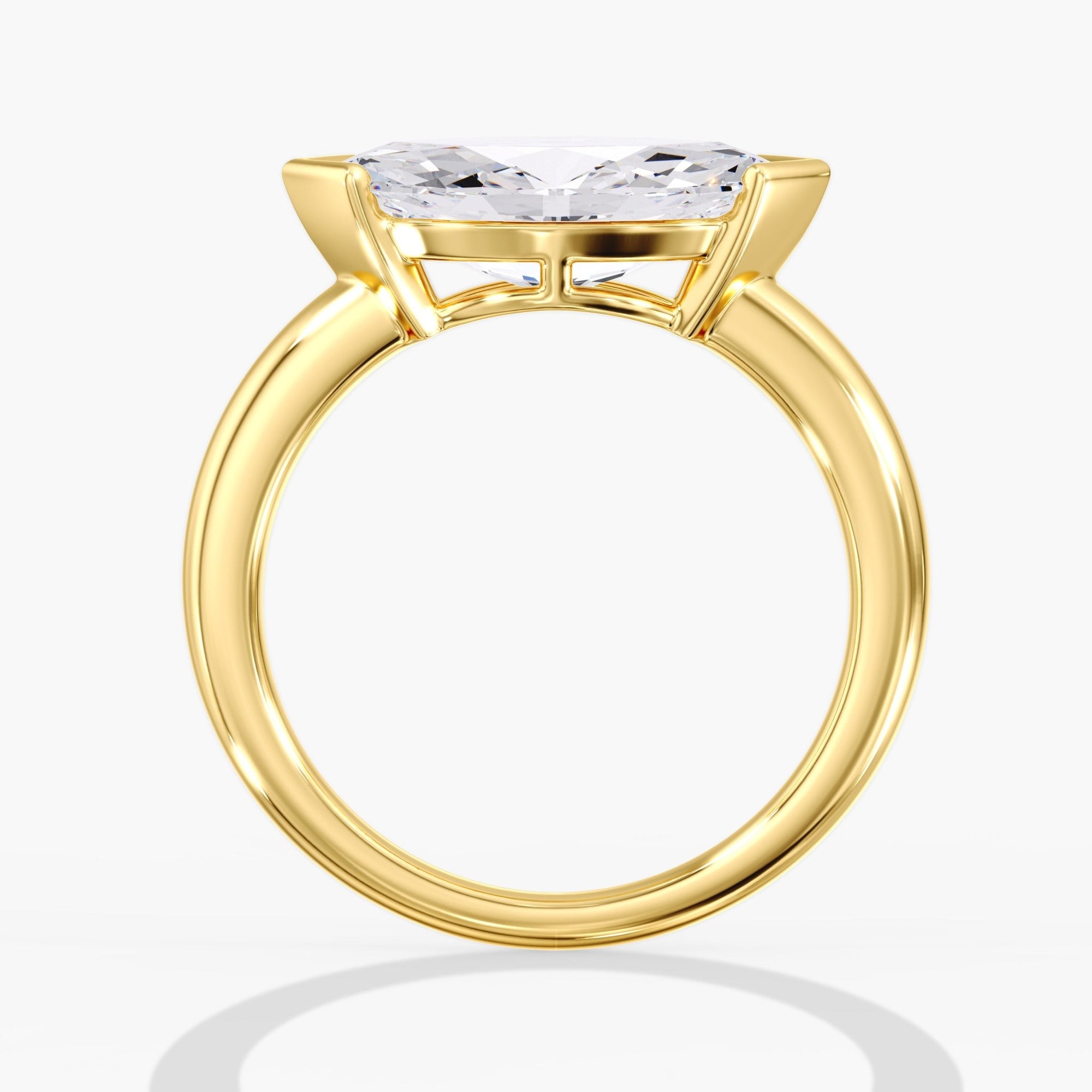 Yellow Gold Modern Horizon Marquise Ring Side View