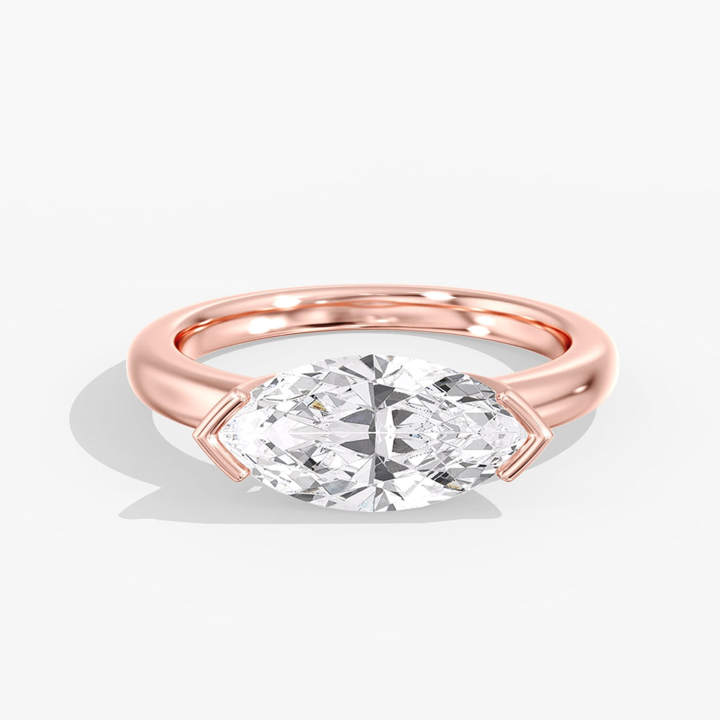 Rose Gold Modern Horizon Marquise Ring Front View